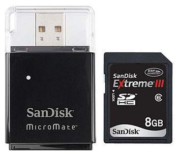 SanDisk 8-GB Extreme III SDHC Card and MicroMate USB 2.0 Reader