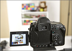 Olympus E-3 fully articulated Live View LCD display