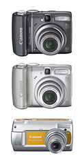 Canon PowerShot A590 IS, A580 and A470 Digital Cameras