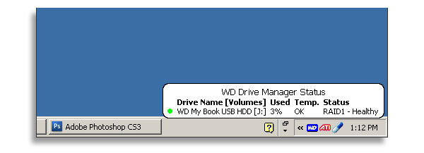Western Digital Drive Manager Status