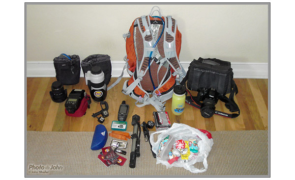 Osprey Talon 22 backpack camera and bike gear