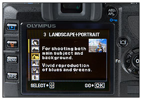 Olympus E-420 - Scene Mode Display