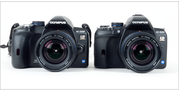 Olympus E-620 compared to Olympus E-520 - front