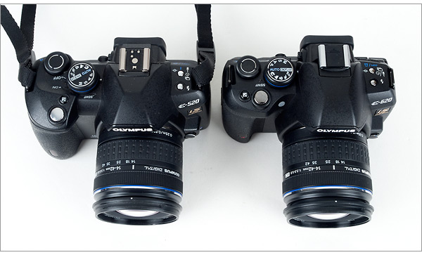 Olympus E-620 compared to Olympus E-520 - top