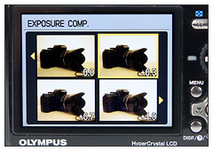 Olympus Stylus 1050 SW exposure compensation display