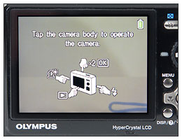 Olympus Stylus 1050 SW Tap Control display