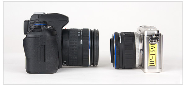 Olympus E-620 and Olympus E-P1 - Side View