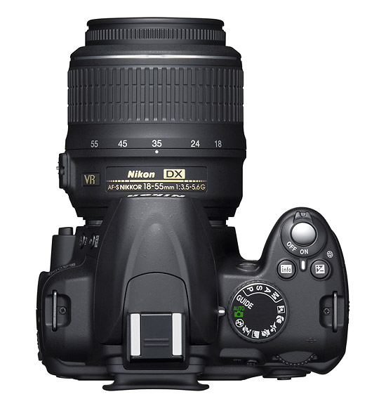 Nikon D3000 - Top and AF-S 18-55mm VR Zoom Lens