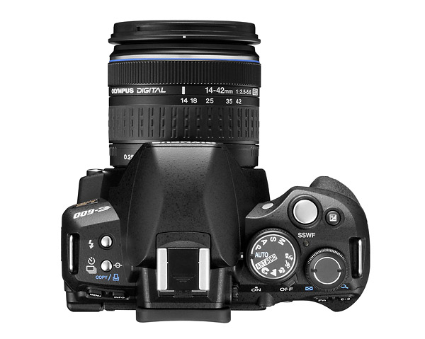 Olympus E-600 - Top Controls and 14-42mm Zuiko Digital Kit Lens