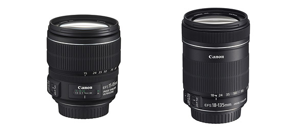 Canon EF-S 15-85mm f/3.5-5.6 IS USM (left) and EF-S 18-135mm f/3.5-5.6 IS Zoom Lenses