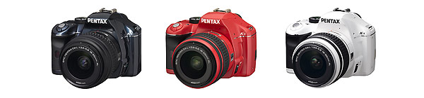 Pentax K-x digital SLR colors - navy, red and white