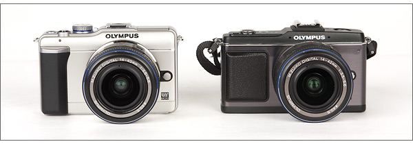 Olympus E-PL1 (left) and Olympus E-P2