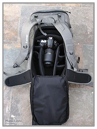 F-Stop Tilopa camera pack with ICU camera compartment open.