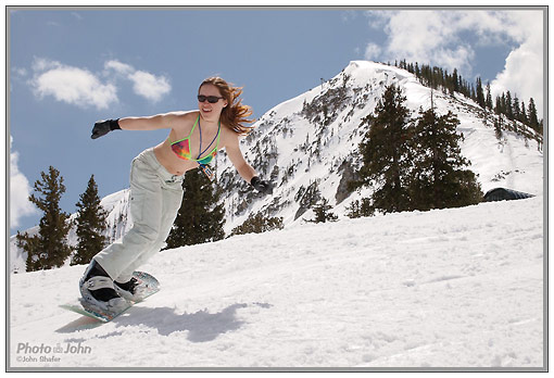 Bikini snowboard action photo - Olympus E-PL1 