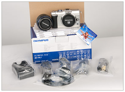 Olympus E-PL1 and box contents