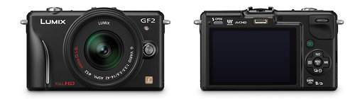 Panasonic Lumix GF2 Micro Four Thirds camera - front and back