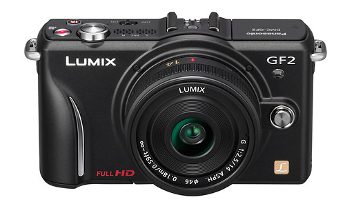 Panasonic Lumix GF2 - front and top controls