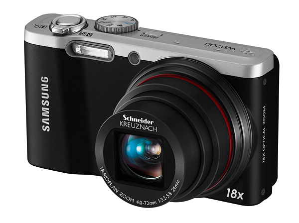 Samsung WB700 pocket superzoom digital camera w 18x zoom lens - three-quarter view