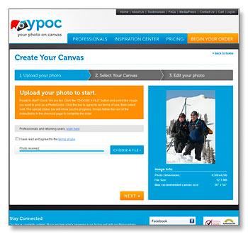 YPOC - step one: upload your photo