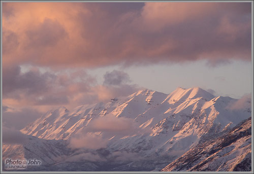 Olympus E-PL2 and 75-300mm zoom - Mt. Timpanogos sunset