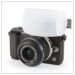 Gary Fong Micro Four Thirds Puffer Pop-Up Flash Diffuser on Olympus E-PL2 Pen camera