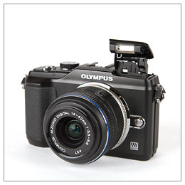 Olympus E-PL2 Pen camera pop-up flash