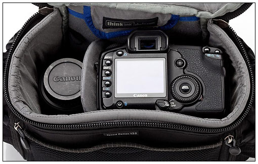 Interior of the new Think Tank Photo Speed Demon camera bag