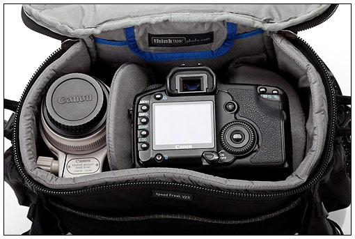 Interior of the new Think Tank Photo Speed Freak camera bag