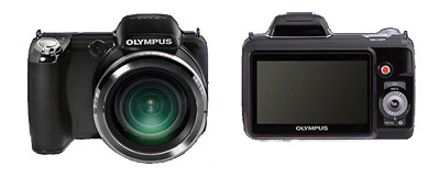 Olympus SP810-UZ 36x superzoom camera - front and back