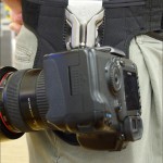 Side view of the SpiderPro Camera Holster with a Canon EOS 5D Mark II and 24-70mm f/2.8L lens