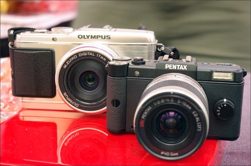 Pentax Q and Olympus E-P3 Micro Four Thirds camera
