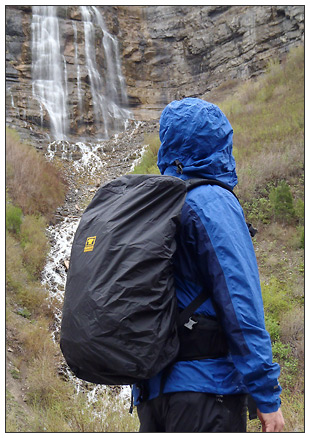 The Mountainsmith Quantum Daypack in the rain