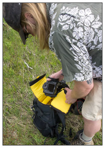 Accessing the "Camera Holster" from the top zipper of the Mountainsmith Quantum Daypack