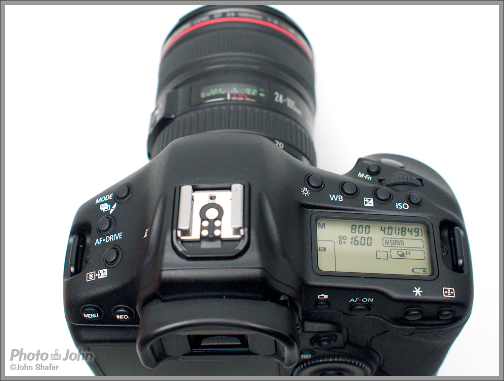 Canon EOS-1D X - top view, LCD and controls