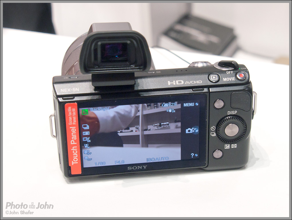 Sony NEX-5N - Rear With Optional EVF (Electronic Viewfinder)