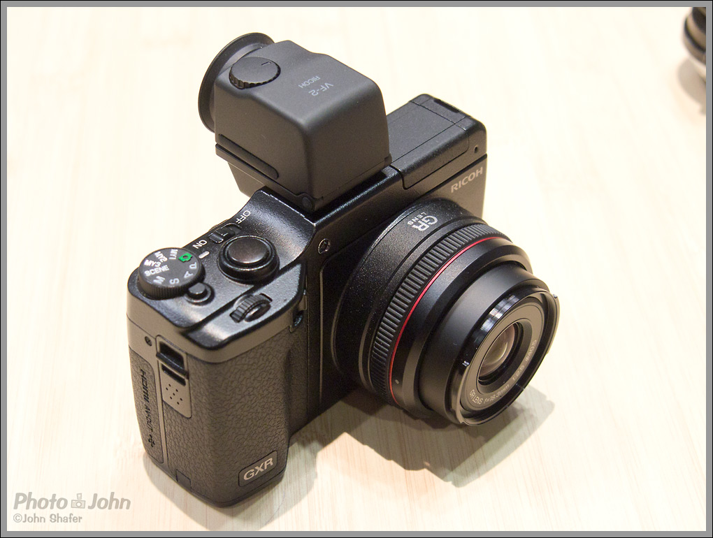 Top View Of The Ricoh GXR Camera With Optional Electronic Viewfinder