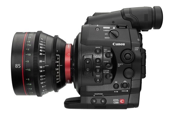 Canon EOS C300 Cinema Camera - Left Side With 85mm Lens