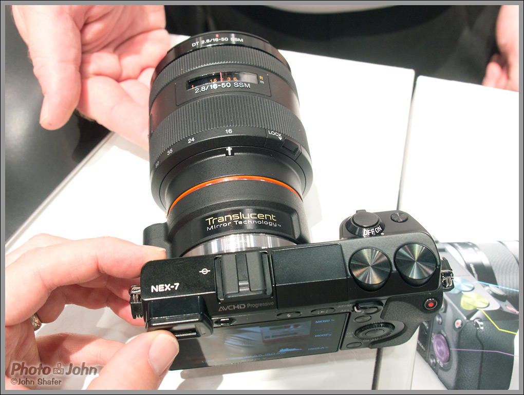 Sony Alpha NEX-7 - Top View With 16-50mm f/2.8 Lens & LA-EA2 Adapter