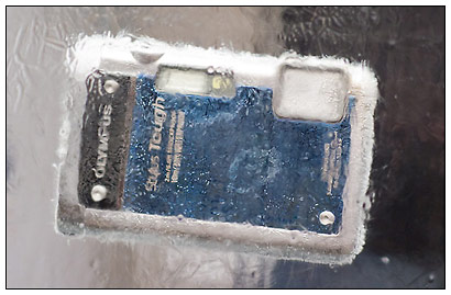 Olympus TG-610 waterproof camera - frozen in a block of ice