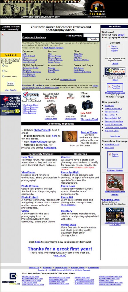 PhotographyREVIEW.com In 2000