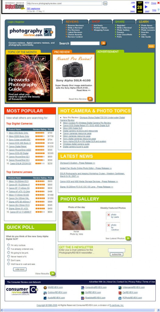 PhotographyREVIEW.com In 2006