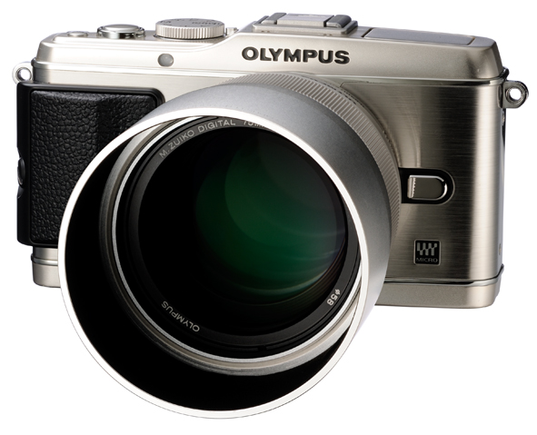 New Olympus 75mm f/1.8 Micro Four Thirds Lens With Hood On E-P3 Pen