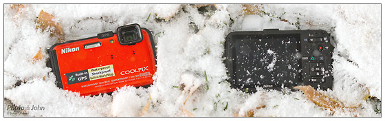 Nikon Coolpix AW100 In The Snow - Front & Back