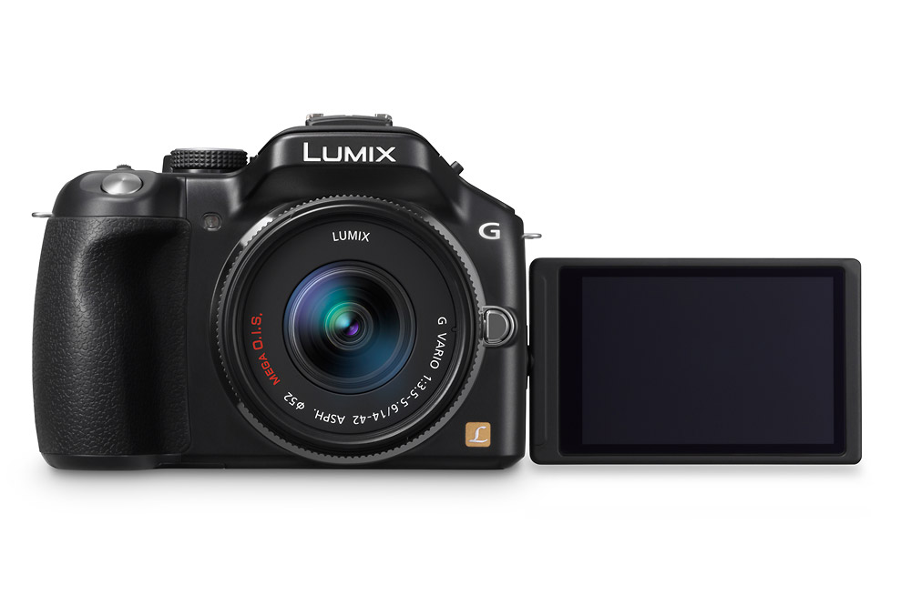 Panasonic Lumix G5 - Front View With Adjustable LCD Display