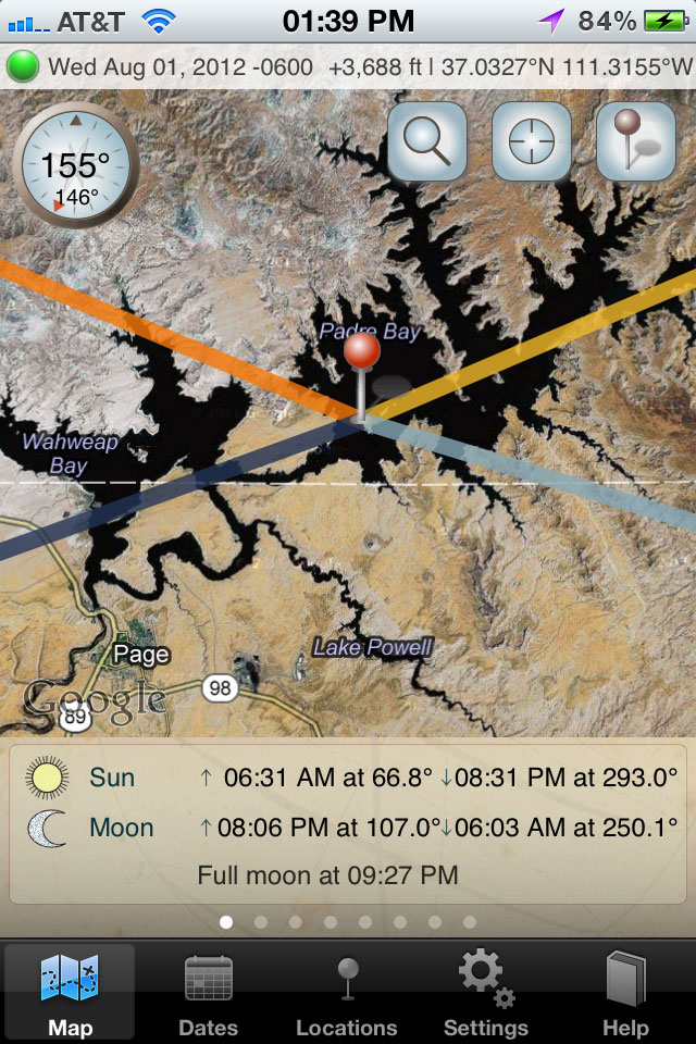 The Photographer's Ephemeris (TPE) iPhone App