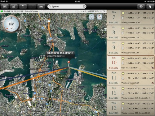 The Photographer's Ephemeris App - Sydney, Australia iPad Screenshot