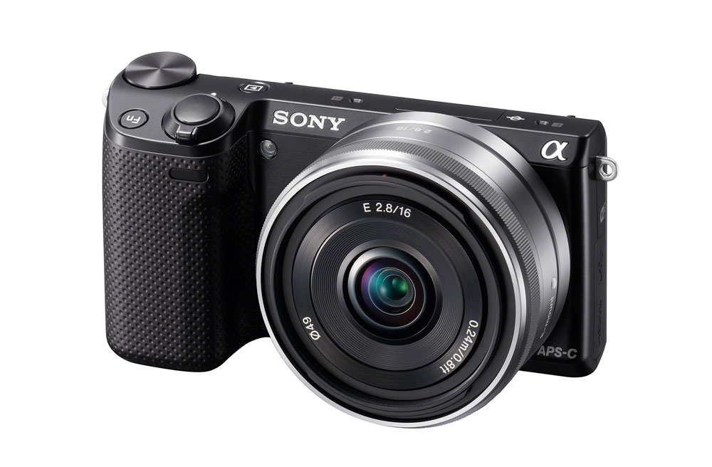 Sony Alpha NEX-5R Mirrorless Camera - Angle View With 26mm f/2.8 Lens