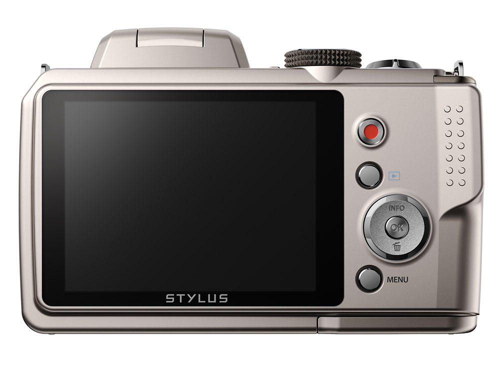 Olympus Stylus SP-820UZ iHS Superzoom Camera - Rear LCD Display - Silver