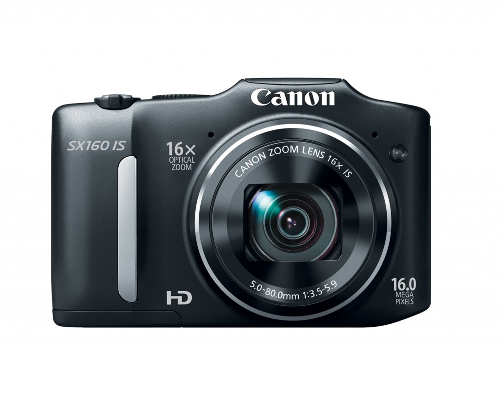 Canon PowerShot SX160 IS Superzoom Camera - Front - Black