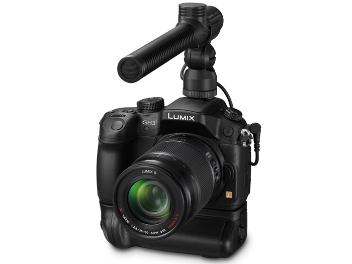 Panasonic Lumix GH3 With Optional Vertical Grip & Shotgun Mic